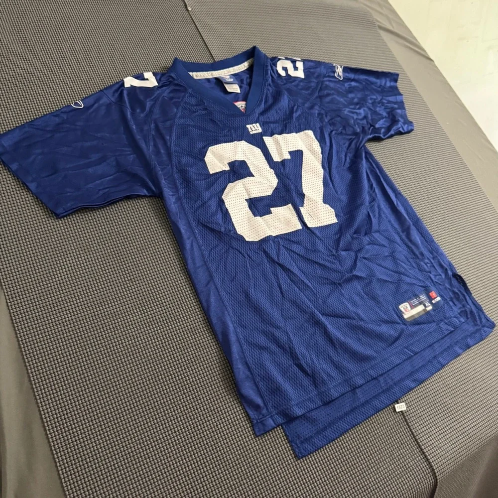 Reebok NFL New York Giants Brandon Jacobs 27 Jersey Blue Youth XL 18-20